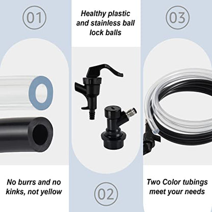 MRbrew 3+3 FT Ball Lock Beer Line Assembly Kit, Draft Beer Line with Picnic Tap Faucet Kegerator Dispenser PVC Brewing Tubing Cornelius Corny Quick Disconnect Barb Fitting Soda Dispenser Assembly