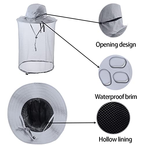 Head net hat Beekeeping Beekeeper bee Veil hat Hunting Netting mesh Hood Cap bee Keeper Catcher Halloween Costume | Halloween Costume,Sun Shield Nylon,Foldable Packable,Brim Protection Dog Grooming,Bonnet Keepers Crown Net Comfortable - color: Light Grey