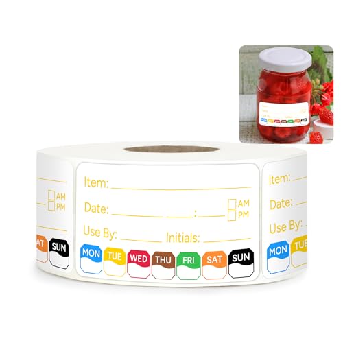 500 Pcs 1 inch X 2 inch Restaurant Quality Shelf Life Food Rotation Labels, Self-Adhesive Removable for Reusable Containers, Food Safety Date Sticker, Leftover Labels (1 * 2in-500pc-Yellow6) - style: 1Roll-Yellow