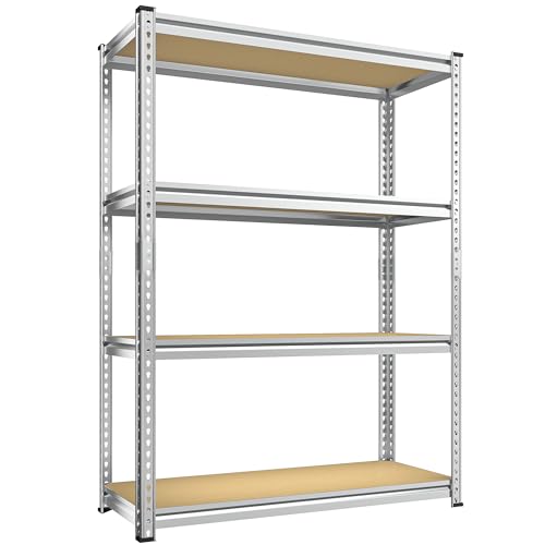 REIBII Storage Shelves Adjustable Metal Shelving 1600LBS Garage Shelves Industrial Metal Shelves 4 Tier Garage Shelving for Pantry Closet Kitchen Basement, Sliver, 11.8" D x 23.6" W x 56.7" H - color: Silver, size: 11.8"D x 23.6"W x 56.7"H