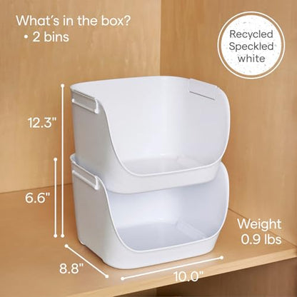 YouCopia ShelfBin Stacking Pantry Bins, 2-Pack, Stackable Storage Basket Organizers for Kitchen and Cabinet Organization - size: Stacking Bins