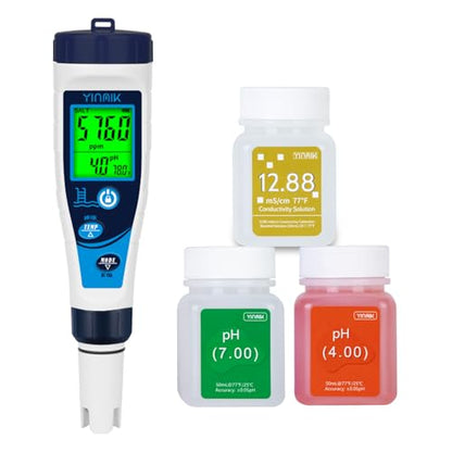 Digital Pool Salt Tester & pH Meter, 5 in 1 Salinity Meter for Salt Water Pool, Hot Tub & Aquarium, EC TDS Temperature Tester, Professional High Accuracy - color: Blue pH meter