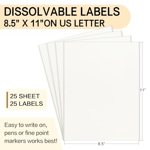 L LIKED Dissolvable Food Labels - 25 Custom Stickers, 8.5" x 11" Printable Labels for Inkjet Printers, 25 Sheets - size: 8.5" x 11" | 25 Labels