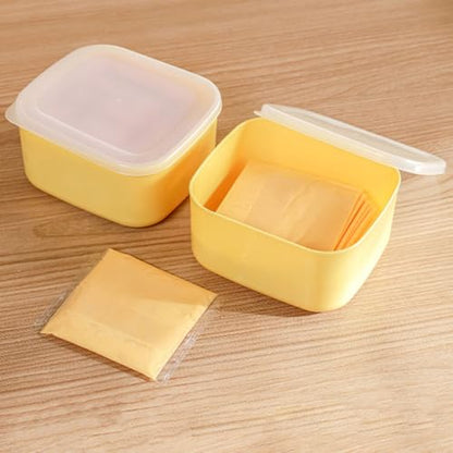 SHERCHPRY 4pcs Cheese Storage Boxes Set for Refrigerator, Airtight Sliced Cheese Keeper Containers with Lids, Household Kitchen Food Storage Organizers, Multi-size (large Small)