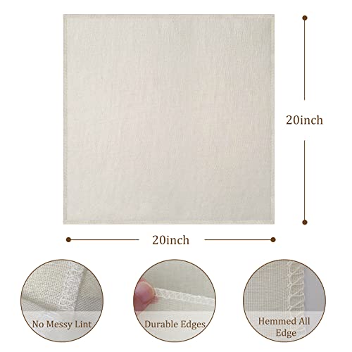 Cheesecloth, Precut 20x20Inch, Grade 90 Hemmed Cheese Cloths for Cooking Reusable and Washable, 100% Unbleached Pure Cotton Muslin Cloths for Straining Butter, Cheese, Nut Milk (4 Pieces)