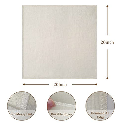 Cheesecloth, Precut 20x20Inch, Grade 90 Hemmed Cheese Cloths for Cooking Reusable and Washable, 100% Unbleached Pure Cotton Muslin Cloths for Straining Butter, Cheese, Nut Milk (4 Pieces)