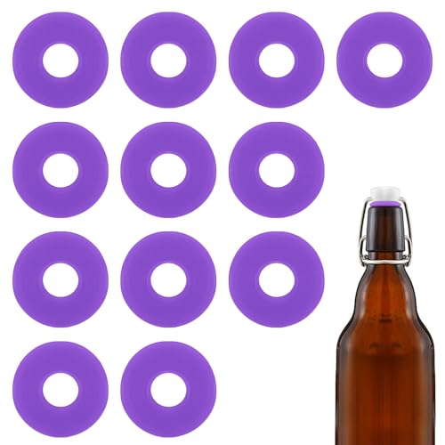 12Dopamine color Silicone Gaskets Washers Seals for Cap Swing Flip Top Bottle for Home Brew Beer Soda Bottle Sealing(flat,no cover) (Neon Purple) - color: Neon Purple