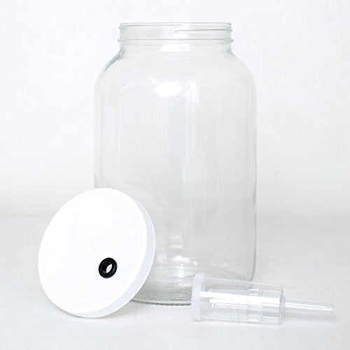 Chicago Brew Werks 1 Gallon Glass Jar Fermenter Kit - 3 Piece Airlock,