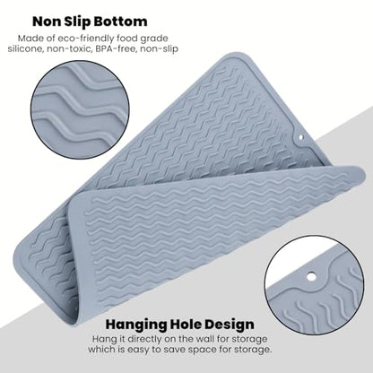 Silicone Dish Drying Mat for Kitchen Counter, Heat Resistant Dish Drainer, Easy to Clean Eco-Friendly Sink Liner, Non-Slip Drawer & Countertop Liner (16 x 12, Gray)