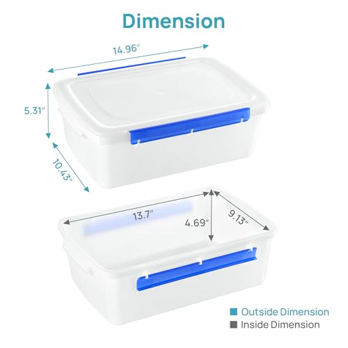 Vtopmart 2 Pack Pizza Dough Proofing Box, Pizza Dough Container with Snap-on Lids, BPA Free Food Storage Containers with Lids and Buckle-Up Latches, Bread Proofing Box Fits 4-6 Balls