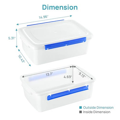 Vtopmart 2 Pack Pizza Dough Proofing Box, Pizza Dough Container with Snap-on Lids, BPA Free Food Storage Containers with Lids and Buckle-Up Latches, Bread Proofing Box Fits 4-6 Balls