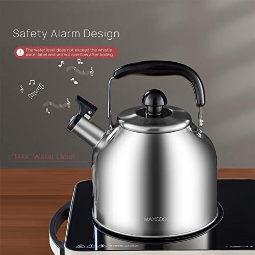 4.2 Quart/4L Stainless Steel Whistling Tea Kettle,Brushed Satin, Suitable to Boiling Water & Tea on Induction Stove, Gas Stove Top Teapot - color: Silver, size: 4.2 Quarts