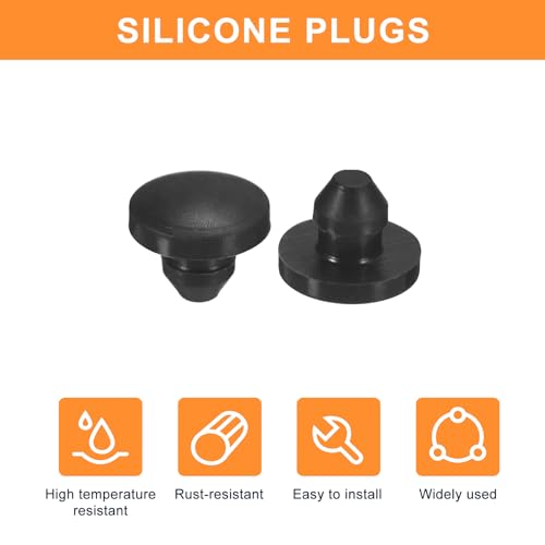 UXCELL 25PCS Silicone Locking Hole Plugs, Rubber Round, 3.5mm, Waterproof for Metal Tube & Furniture, Black - size: 3.5mm