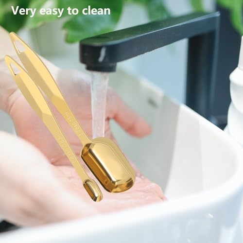 2 Pcs 1 Tablespoon(15 mL | 3 Tsp | 1 Tbsp | 15 cc | 1/2 oz) Stainless Steel Single Measuring Spoon, Long Handle Metal Measuring Spoon, Kitchen Gadgets for Cooking & Baking(Gold) - color: Gold, size: 15 mL | 15 cc | 1/2 oz | 1 Tbsp | 3 Tsp