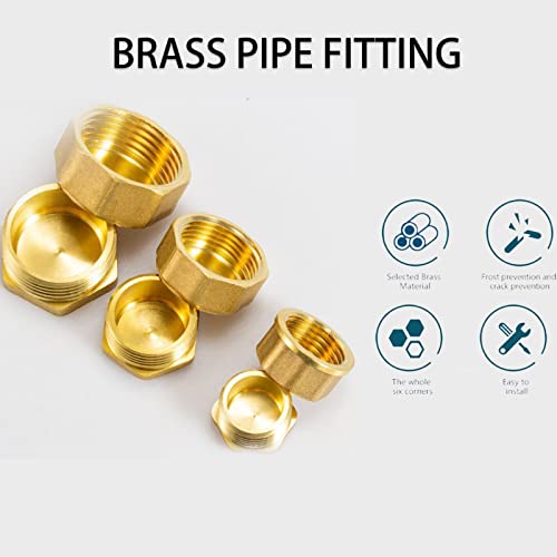 Othmro 4pcs Brass Hex Socket Pipe Fitting, 4/5" Male Thread Hose Adapter Connector Fit for 1" Tubes Pipe Plug Fitting Assortment Set for Garden Pipe Pneumatic Solenoid Valve Gold - size: 4pcs 4/5"