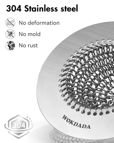 Wokdada 2 PCS Kitchen Sink Drain Strainer, Flippable Mesh Sink Strainer, 304 Stainless Steel Sink Screen, Easy Clean Large Basket Strainer, Anti-Clog Garbage Disposal Cover Fit for Standard Sink Drain - color: Bright Silver Silver