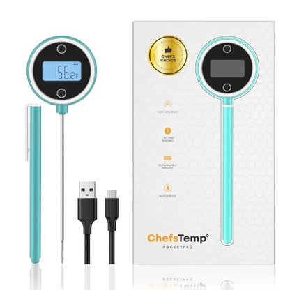 CHEFSTEMP Pocket Pro Instant Read Meat 1-Second Digital Meat Thermometer for Grilling, Food, BBQ, Kitchen Cooking, Oil Deep Frying & Candy (Light Blue) - color: Light Blue