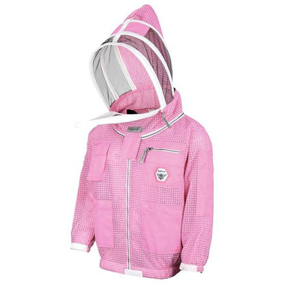 Beekeeping Jacket with Veil 3-Layer Ultra Ventilated Veil Fencing YKK Zippers Full Protection Suit Carrying Bag (BP-301-Pink)-3XL - color: Pink Fencing, size: 3X-Large