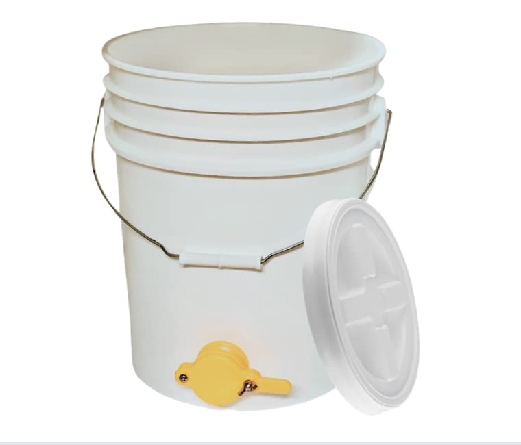 House Naturals Plastic 5 Gallon Honey Food Grade Bucket with Honey Gate for Beekeeping Apiary and Screw on Lid (White) - color: White