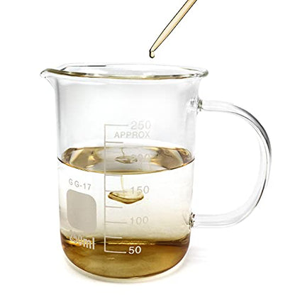 QWORK Beaker with Handle, 250ml/8.45oz, Borosilicate Glass,Measuring Cup, Beaker Mug with Pouring Spout - size: 250 ml