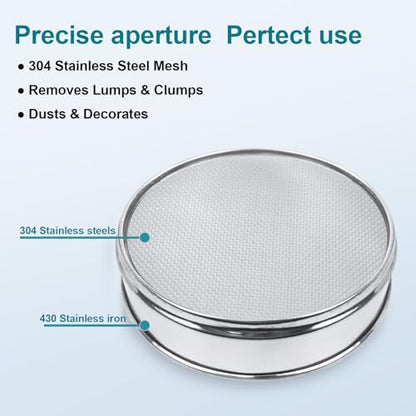 304 Stainless Steel Mesh Lab Sieve, 12 Mesh(1.7mm) Aperture Test Sieve, 7.9Inch(20cm) Dia Economy Standard Analysis Sample Test Sieves for Industrial Laboratory Homes - size: 12Mesh(1.7mm)/Ф7.9in