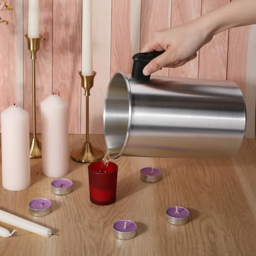 Ziliny 6 Pcs Candle Making Pouring Pot Wax Pouring Pitcher with Dripless Spout and Heat Resisting Handle Aluminum Wax Melter for Christmas DIY Candle Making Kits Gift (3 L) - size: 3 L