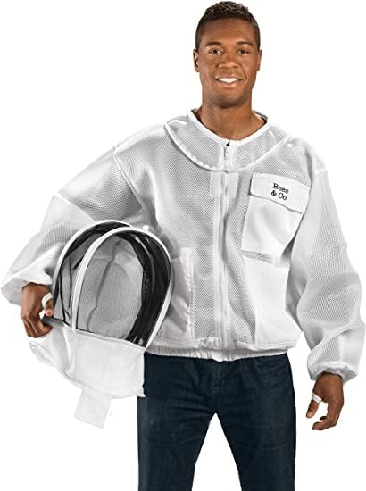 Bees & Co K84 Ultralight Beekeeper Jacket with Fencing Veil - size: Large