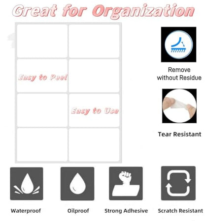 Removable Label Stickers for Organizing -200PCS 3 x 2 inch Waterproof White Handwrite Blank Labels, Classroom, Office & Home Organization for Storage Bins, Moving, Folders, Freeze Food - size: Organizing Labels 200pcs (3" x 2")