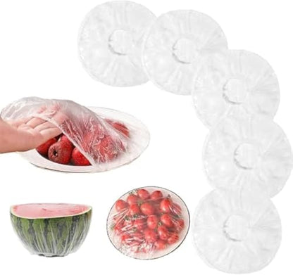 100pcs Disposable Shrinkable Fresh Keeping Bags – Elastic Food Storage Covers for Kitchen Bowls/Plates
