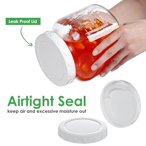 Qianfenie 2 Pack 79 Oz Glass Jars with Lids, 100% Airtight and Leak-proof Half Gallon Mason Jar, Pickle Jar Mason Jar Wide Mouth for Cold Brew, Kombucha, Ice Tea, Pickle Eggs, Flour, Sugar