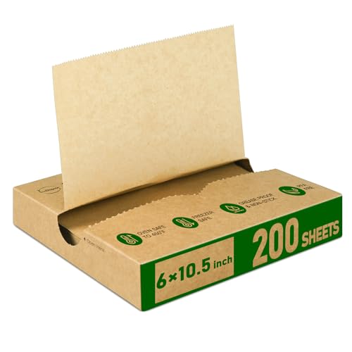 EcoDispose 6" x 10-1/2" Precut POP UP Deli Paper Sheet Pack of 200, kraft ,Interfolded Heavy Paper for Food Wrap and Serving - color: Kraft, size: 6“x10.5”inch