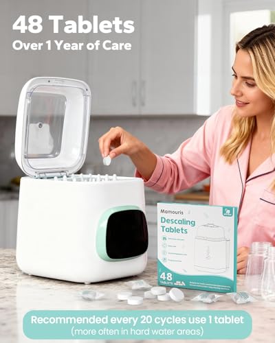Baby Descaling Tablets: Ideal for BabyBrezza, Momcozy Baby Bottle Washer and ALL BRANDS of Baby Feeding Appliances, 48 Count Remove Milk & Limescale - size: 48 Count