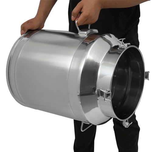 64L/16.9gal Milk Can with Spigot - 304 Stainless Steel Water Dispenser Food Storage Container for Liquid & Dry Goods, Wine Pail Bucket Metal Tote Jug for Kitchen, Farm - size: 64 liters (16.9 gallons)