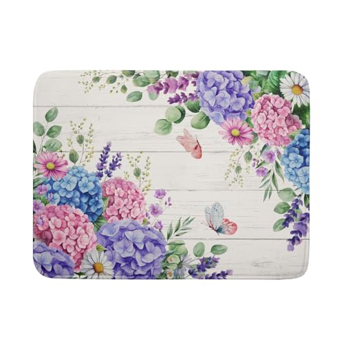 Hydrangea Floral Dish Drying Mat 18x24 inch Spring Summer Decorative Fast Dry Dishes Draining Mats Absorbent Microfiber Drainer Rack Pad - color: Hydrangea Floral, size: 18" x 24"