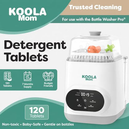 Detergent Tablets for Bottle Washer (120 Count) Deep Cleaning Compatible with Momcozy, Baby Breeza, Grownsy & All Bottle Washers - Removes Milk Residue from Bottles & Pump Parts