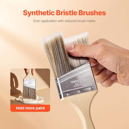 VEVOR Paint Brushes, 12 Piece Angle Paint Brush, Treated Wood Handle, Paint Brush Set for All Latex and Oil Paints & Stains, Wood Stain Brushes for Cabinets, Walls, Fences, Interior & Exterior Use - size: 12 PCS, style: Paint Brush
