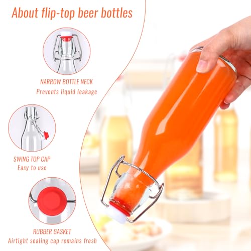8 oz Swing Top Glass Bottles 12Pack, Reusable Flip Top Glass Bottle for Kombucha, Home Brewing, Beer, Beverage Storage(240ml, Set of 12)
