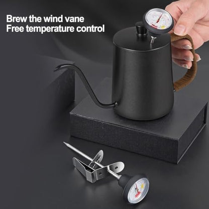 Frothy Milk Thermometer, Instand Read Dial Thermometer, Stainless Steel Coffee Temperature Meter Probe Thermometer With Adjustable Clip For Coffee Pot