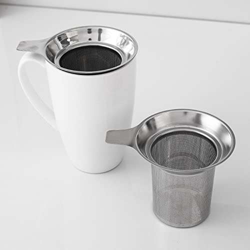 Extra Fine Mesh Tea Infuser Stainless Steel Tea Strainer for Loose Leaf Tea and Coffee, Tea Steeper with Large Capacity and Easy to Clean, Single Handle for Hanging on Teapots, Mugs, Cups - color: Silver-B