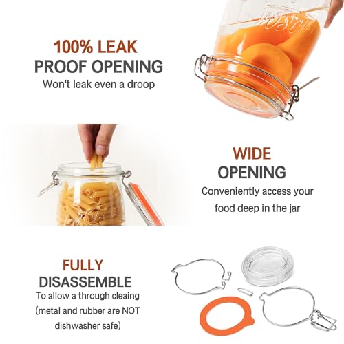 Anwoi Wide Mouth Mason Jars with Airtight Lid 32 oz 4 Pack - Large Mason Jars For Flour and Sugar With Scale Mark Food Storage Canning Jars for Pickling Flour Sugar Pasta Oats Cereal - color: 32oz 4pack