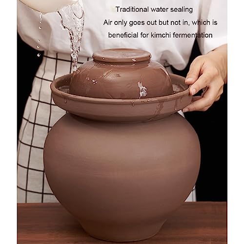 Natural Unglazed Ceramic Fermentation Crock Jar Kit,Sauerkraut Crock, Chinese Porcelain Pickle Jar with Water Seal Airlock Lid,Pickle Jar for Pickling Pickles 6Kg - size: 6Kg
