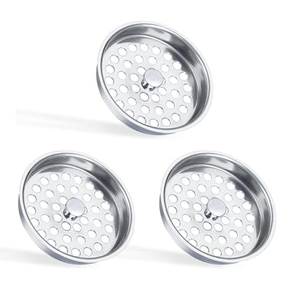 3-1/2 Inch Commercial Sink Strainer - 304 Stainless Steel Clog-Free Drain Cover, Precision Fit for 3.5" Drains & 3 Compartment Sinks, Heavy-Duty for High-Volume Kitchens (3-Pack) - color: 3 Pack