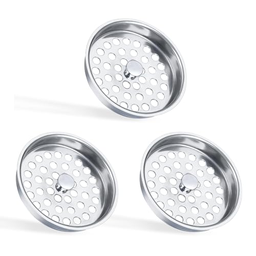3-1/2 Inch Commercial Sink Strainer - 304 Stainless Steel Clog-Free Drain Cover, Precision Fit for 3.5" Drains & 3 Compartment Sinks, Heavy-Duty for High-Volume Kitchens (3-Pack) - color: 3 Pack