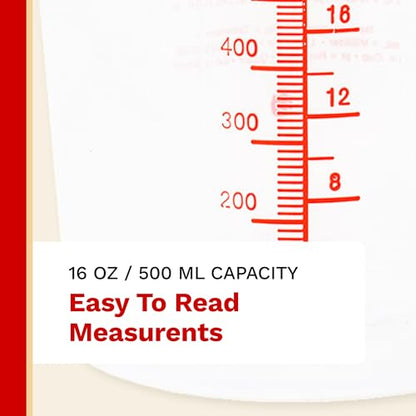 The Harvest Company 500ml Calibrated Measuring Cup, Milliliters and Ounces, Clear Plastic with Spout for Mixing and Measuring Fertilizers, Pesticides and More - size: 500ml