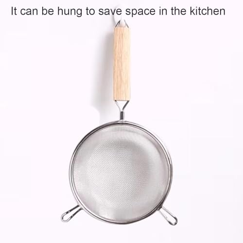 Strainer with Single Fine Mesh, 7-Inch Diameter, Large, Stainless Steel, Tan,Silver - size: L Double-handled