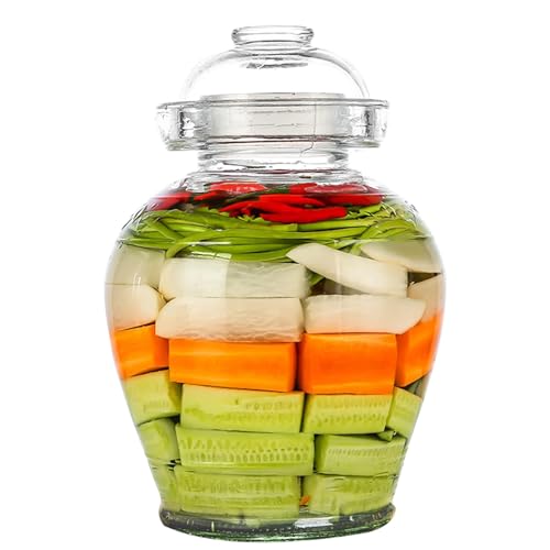 Vencer Traditional Glass Fermenting Jar 5 Liter With Lid, Glass Fermentation Tank for Pickling Kimchi Sauerkraut,VHF-002 - size: 5L