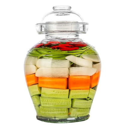 Vencer Traditional Glass Fermenting Jar 5 Liter With Lid, Glass Fermentation Tank for Pickling Kimchi Sauerkraut,VHF-002 - size: 5L