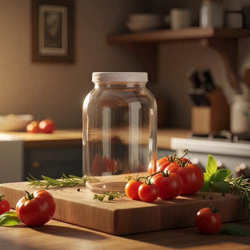 1 Gallon Glass Jars with White Lid 2 Pcs,128oz Extra Wide Mouth(11cm/4.33in) Glass Storage Jars, Plastic Lids with Silicone Rings, for Food Storage,Curing, Fermentation and Preservation