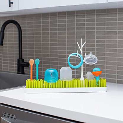 Boon Patch Countertop Baby Bottle Drying Rack - Space Saving Bottle Rack for Drying and Organization - Kitchen Baby Needs - Baby Bottle-Feeding Supplies - Green and White