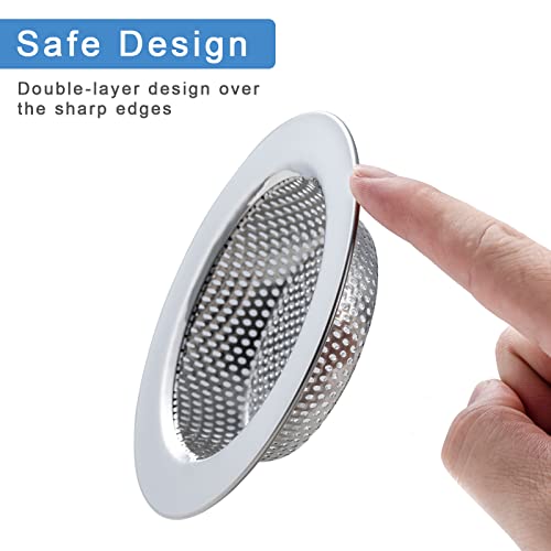 Honmein 3 Pcs Sink Strainer for Most Kitchen Sink Drain Basket, Upgraded Double-Layer Safe Design Kitchen Sink Strainer (Outer Diameter 4.5 Inch) - color: Silver(3 Pcs)